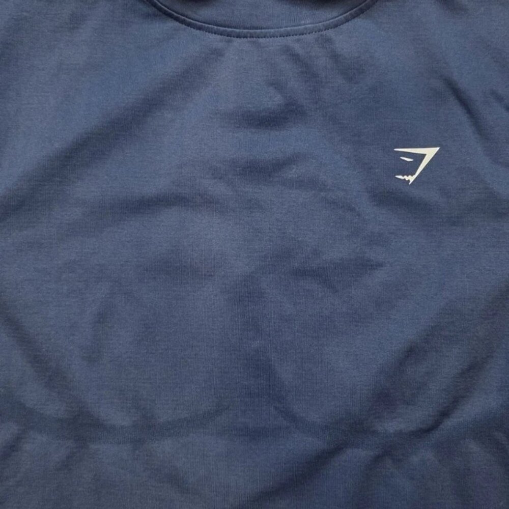 Gymshark Stretchy Shirt Size Medium Navy Blue, Nylon - Picture 3 of 6